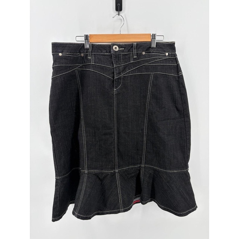 Motto, Dark Wash Denim Ruffle/Scallop Bottom Skirt, Women's Size 18W, NWOT